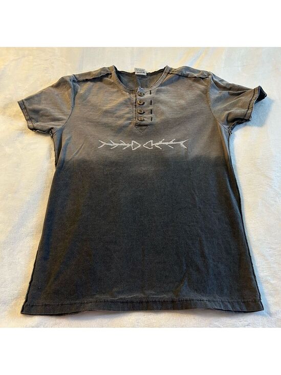 Modous Other - Modous 2 tone gray short sleeve t-shirt with buttons at the collar size S cotton